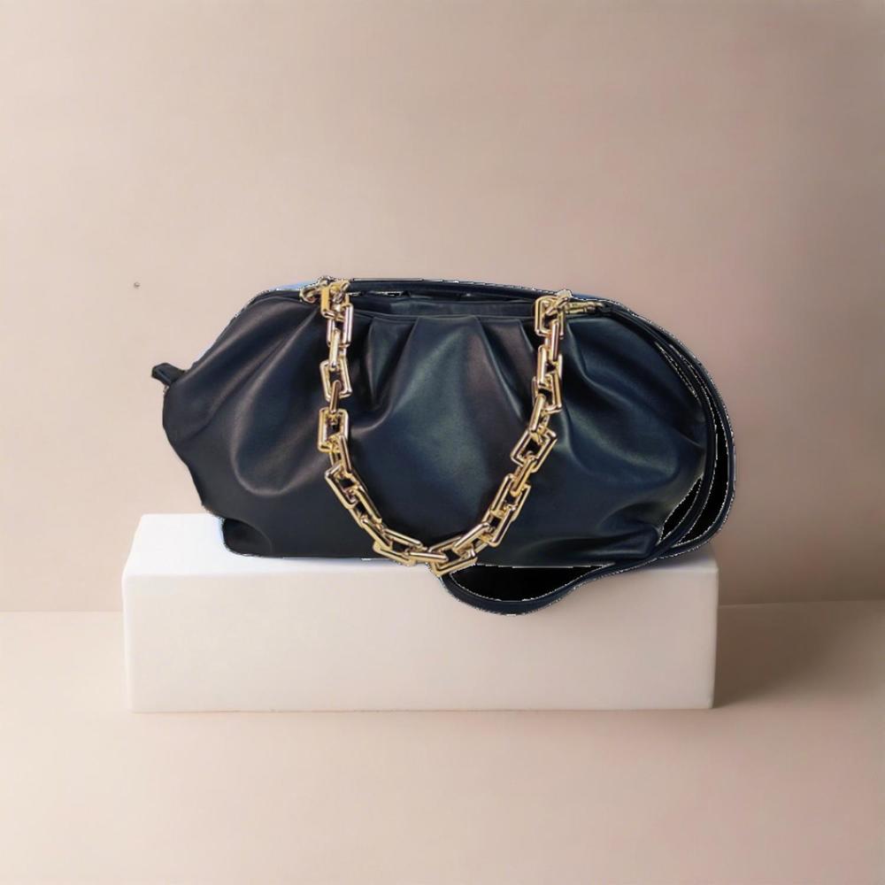 NEW BERGE tramonto chain handle handbag in petrol blue